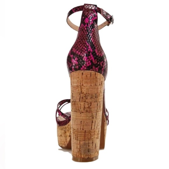 NIB Aqua Milo pink & black snakeskin print strappy platform heel Size 8M